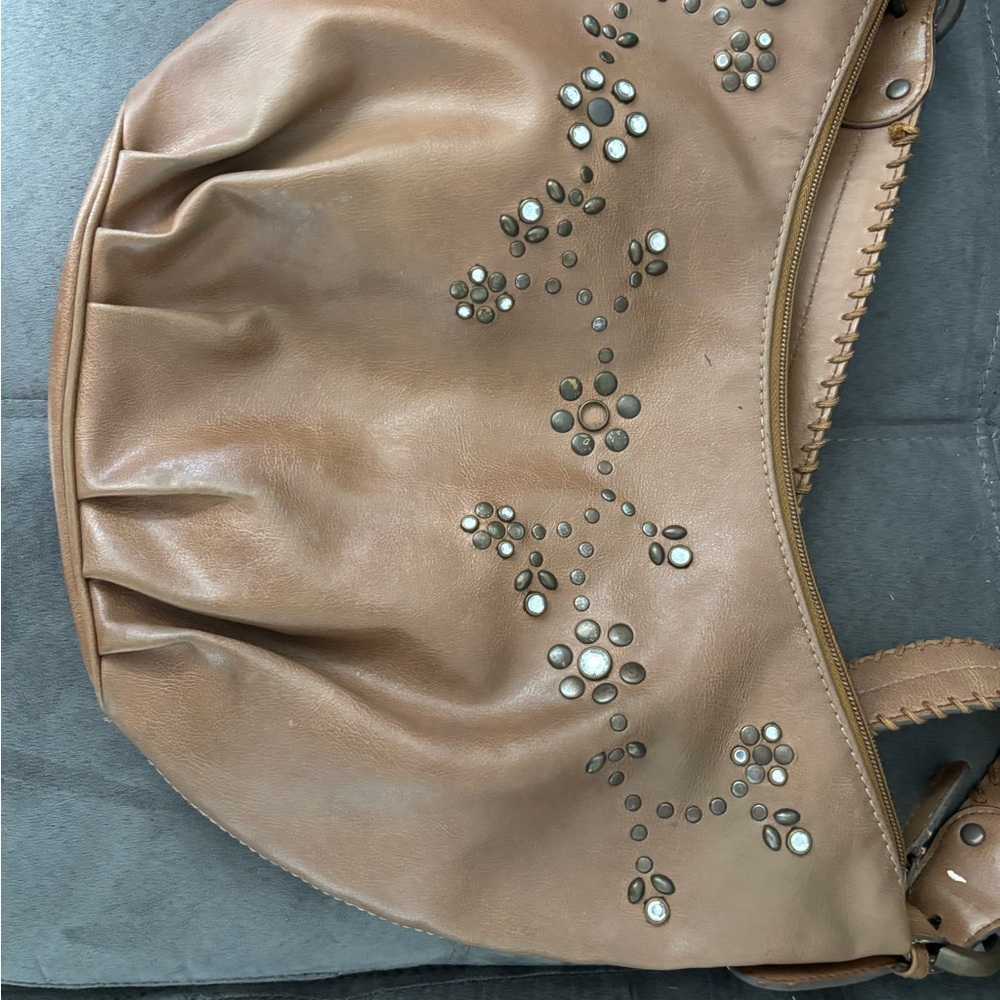 Nine West Tan Hobo Bag with Embellishments